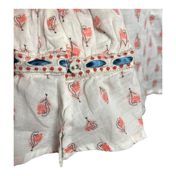 Sundance Catalog Embroidered Floral Blouse White/Pink Women's XS Boho Summer - Picture 6 of 8